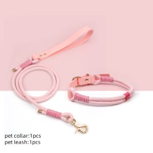 pink fashion pet leash collar set