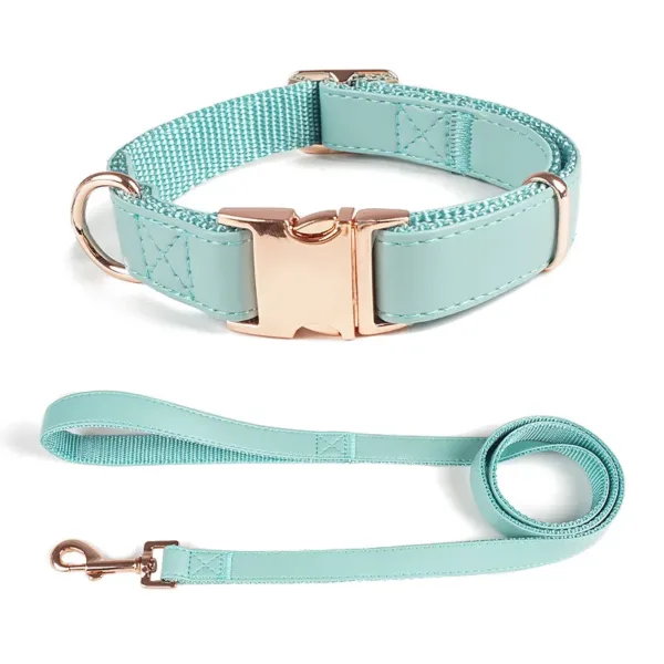 Dog collar & leash 2 Leather Dog Collar Leash Set