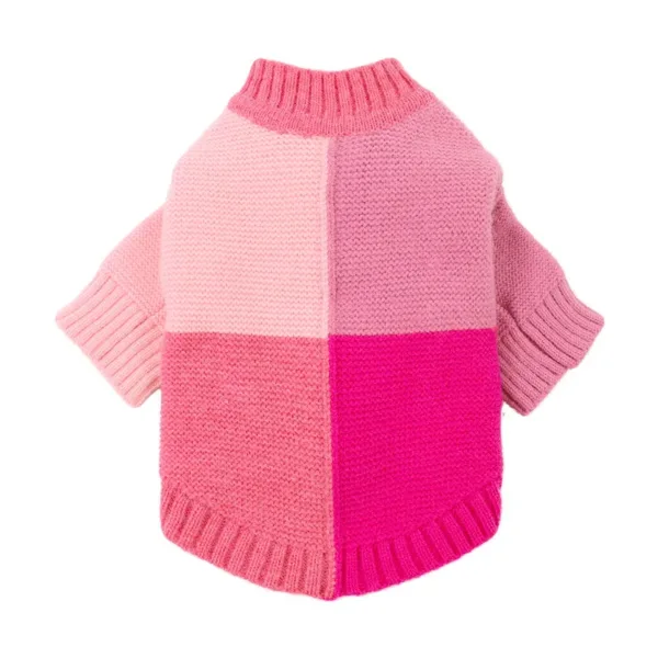 pink sweater Pet Color Patchwork Knitted Sweater