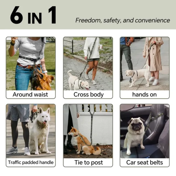 1729491689165 6 in 1 Multifunctional Reflective Pet Rope Dog Leash For walking