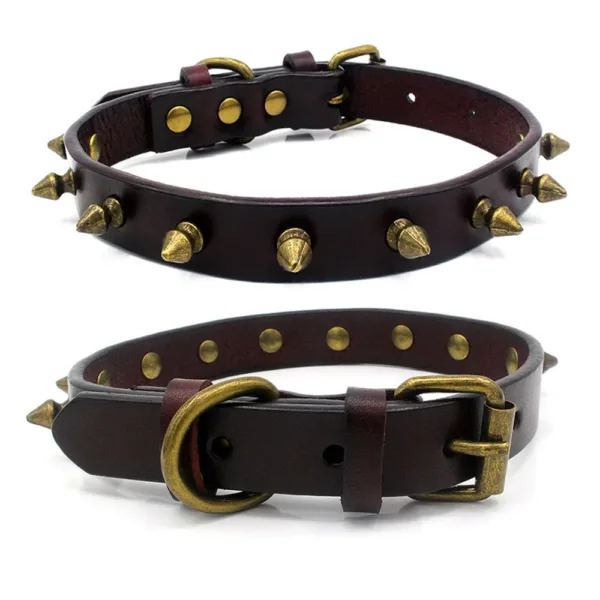 DOG collar 8 Heavy-duty Spike Leather Dog Collar