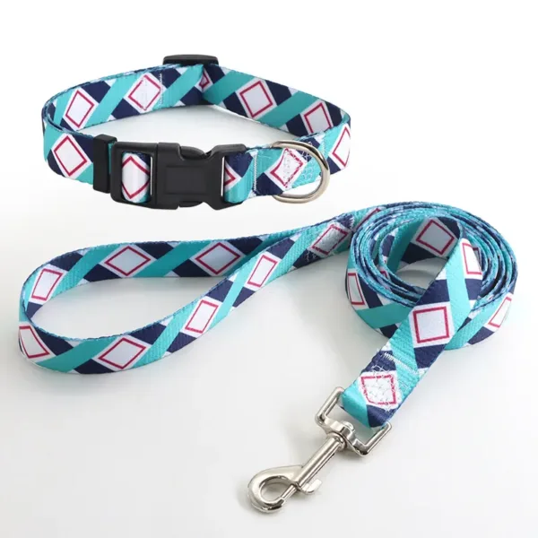 dog collar leash 3 Flower Design Colorful Polyester Dog Collar