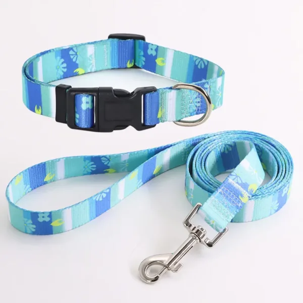 dog leash collar set Flower Design Colorful Polyester Dog Collar