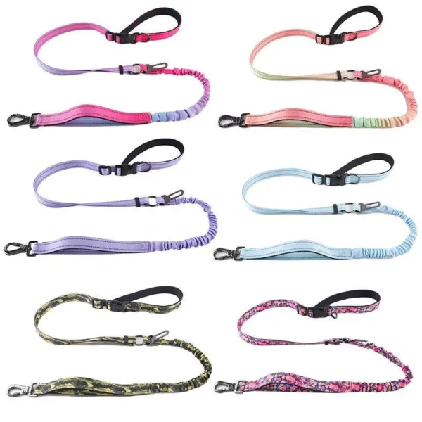gradient color pet leash 6 in 1 Multifunctional Reflective Pet Rope Dog Leash For walking