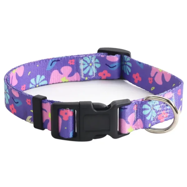 pet collar 3 Flower Design Colorful Polyester Dog Collar