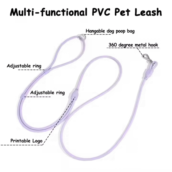 1735133520638 Dopamine Color Series PVC Waterproof Pet Leash – Strong, Comfortable & Stylish