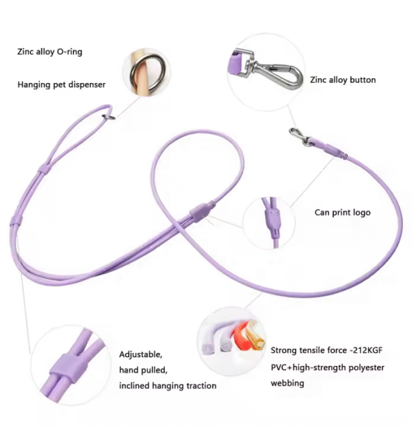 1735133597321 Dopamine Color Series PVC Waterproof Pet Leash – Strong, Comfortable & Stylish