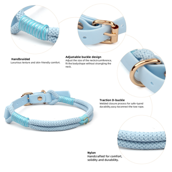 Waterproof PVC Hand-Braided Pet Leash & Collar 2-Piece Set fashionable Dog Collar